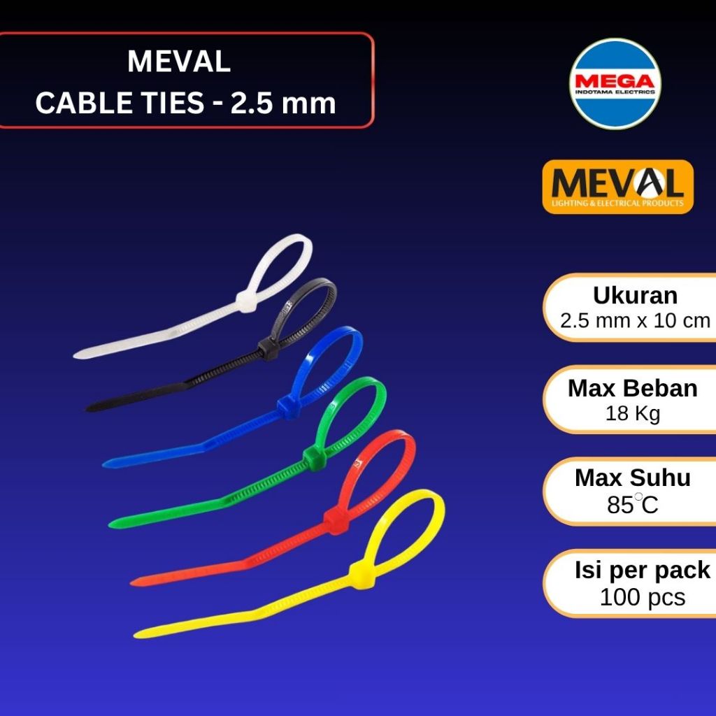 MEVAL Kabel Ties 2,5mm Cable Ties 10cm Fleksibel dan Kuat