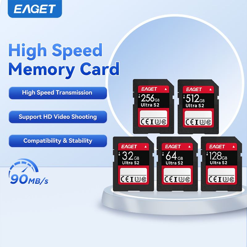 EAGET SD Card 32GB | 64GB | 128GB | 256GB - SD Card untuk Kamera DSLR,  High Speed Garansi Resmi