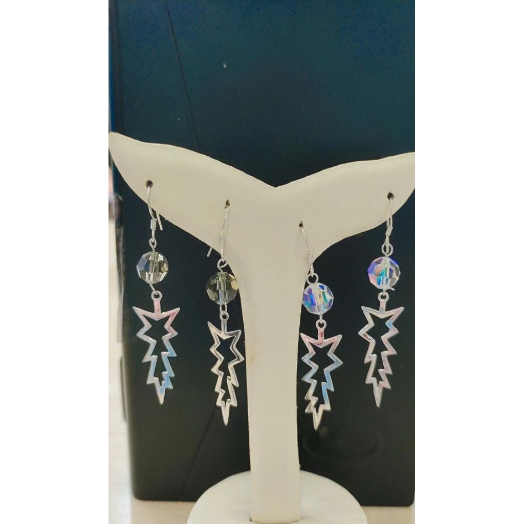 anting perak s925 gantung manik swarovski