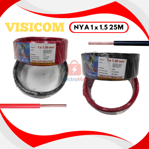 Kabel Kawat NYA 1x1,5 VISICOM TEMBAGA MURNI SNI 25 METER - Kabel NYA 1x1,5 VISICOM 25 Meter Tembaga 
