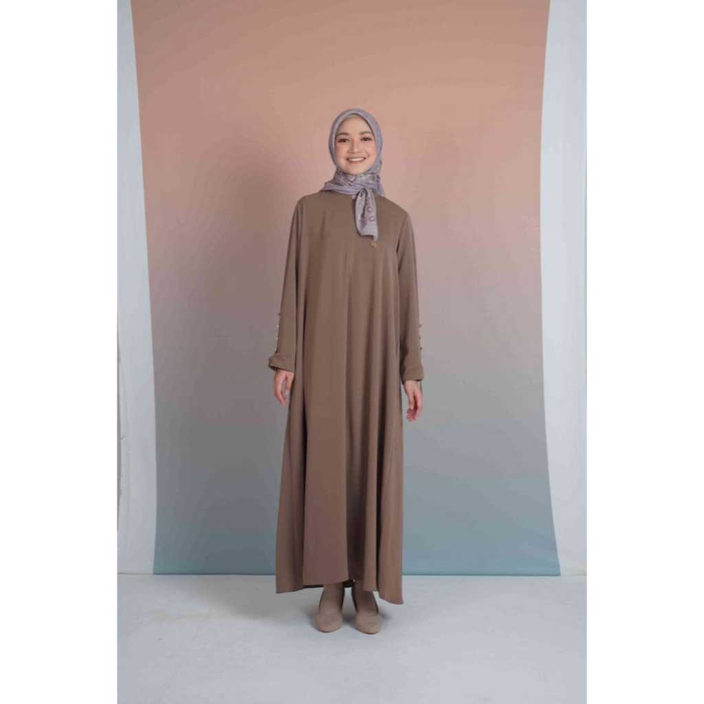 ELZATTA Gamis Aksen Kancing - Fashion Muslim Pakaian Muslim Wanita Dress Gamis Polos Bahan Terbaru