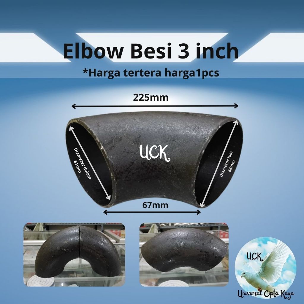 Elbow Las Besi 3 inch  Pipa Las / Elbo Lbow Keni Knee Pipa Las Knee Penyambung Pipa Besi 3  inch