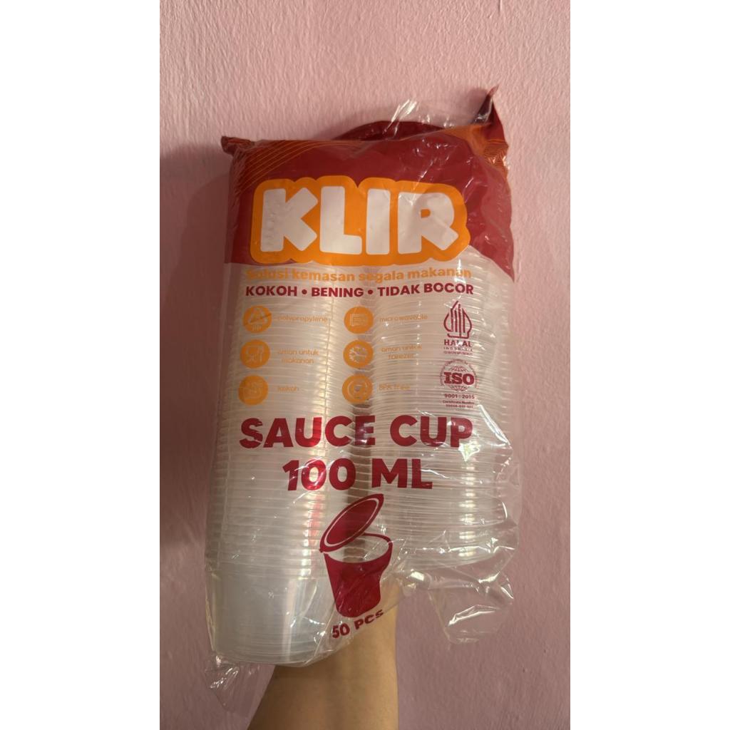 Cup Saos Klir Tutup Sambung 100ml (50pcs) /Cup Klir 100ml 50PC