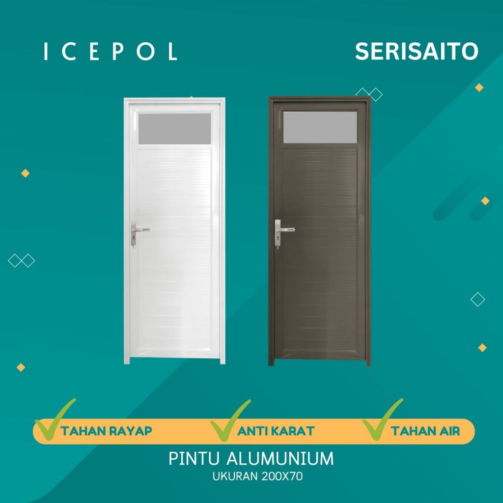 Pintu Alumunium Icepol Kaca Atas / G007 Pintu Aluminium Kamar Mandi