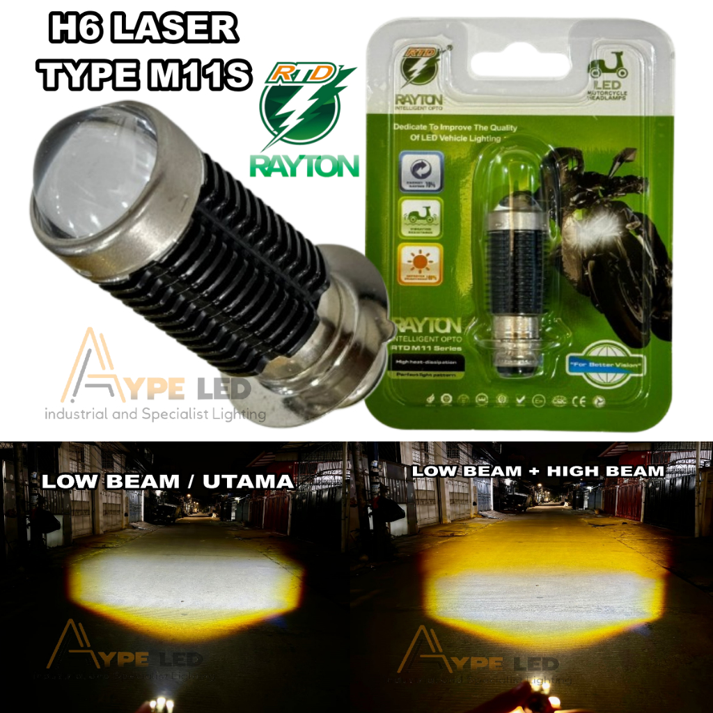 Lampu LED RTD H6 LASER M11S Upgrade D3 2 WARNA high lo Putih Kuning Warranty 1 Tahun