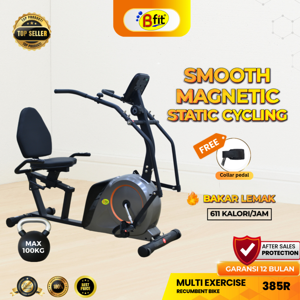 (JAKARTA) Sepeda Statis BFIT 385R Recumbent Bike Sepeda Olahraga Cardio Murah Portable Fitness Gym
