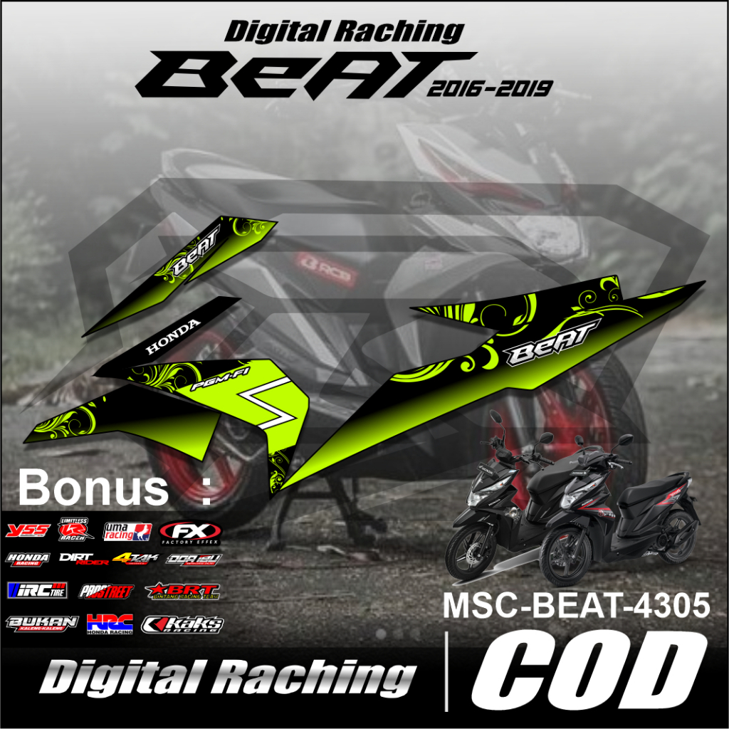 (cod) BEAT STREET // ESP // FI Stiker Motor Striping Variasi List Honda Racing Skotlet BEAT STICKER 