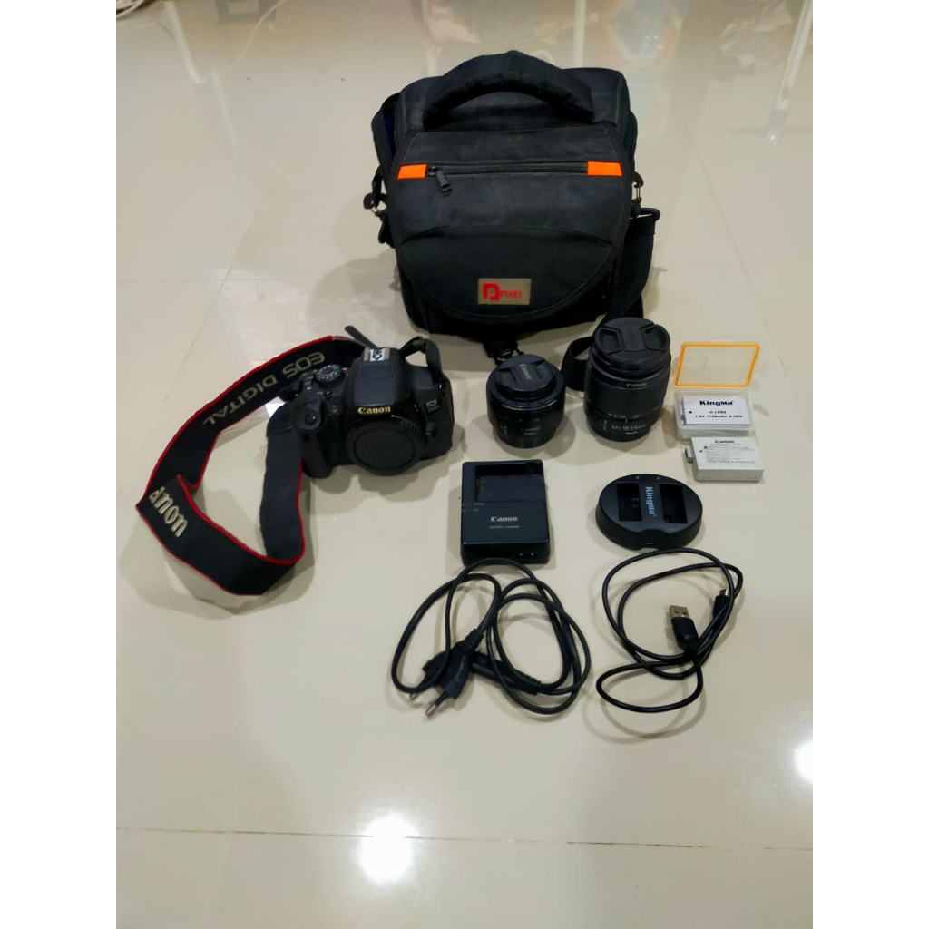 CANON 700D KAMERA DSLR + LENSA FIX 50MM KONDISI MULUS BEKAS SECOND