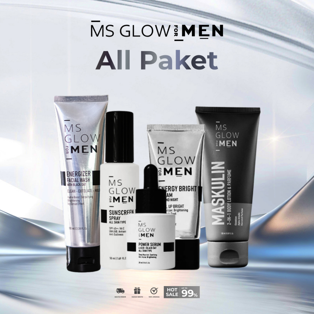 MS GLOW MEN PAKET LENGKAP PAKET BASIC MEMBUAT KULIT LEBIH SEHAT DAN CERAH BPOM ORIGINAL COD