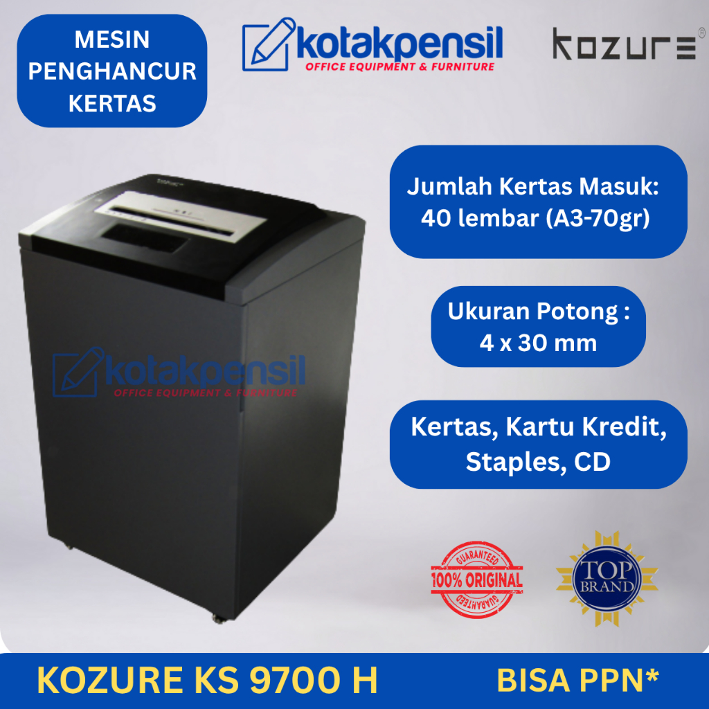 Mesin Penghancur Kertas KOZURE KS 9700 H | Penghancur Kertas Kantor | Penghancur Kertas Industri | P