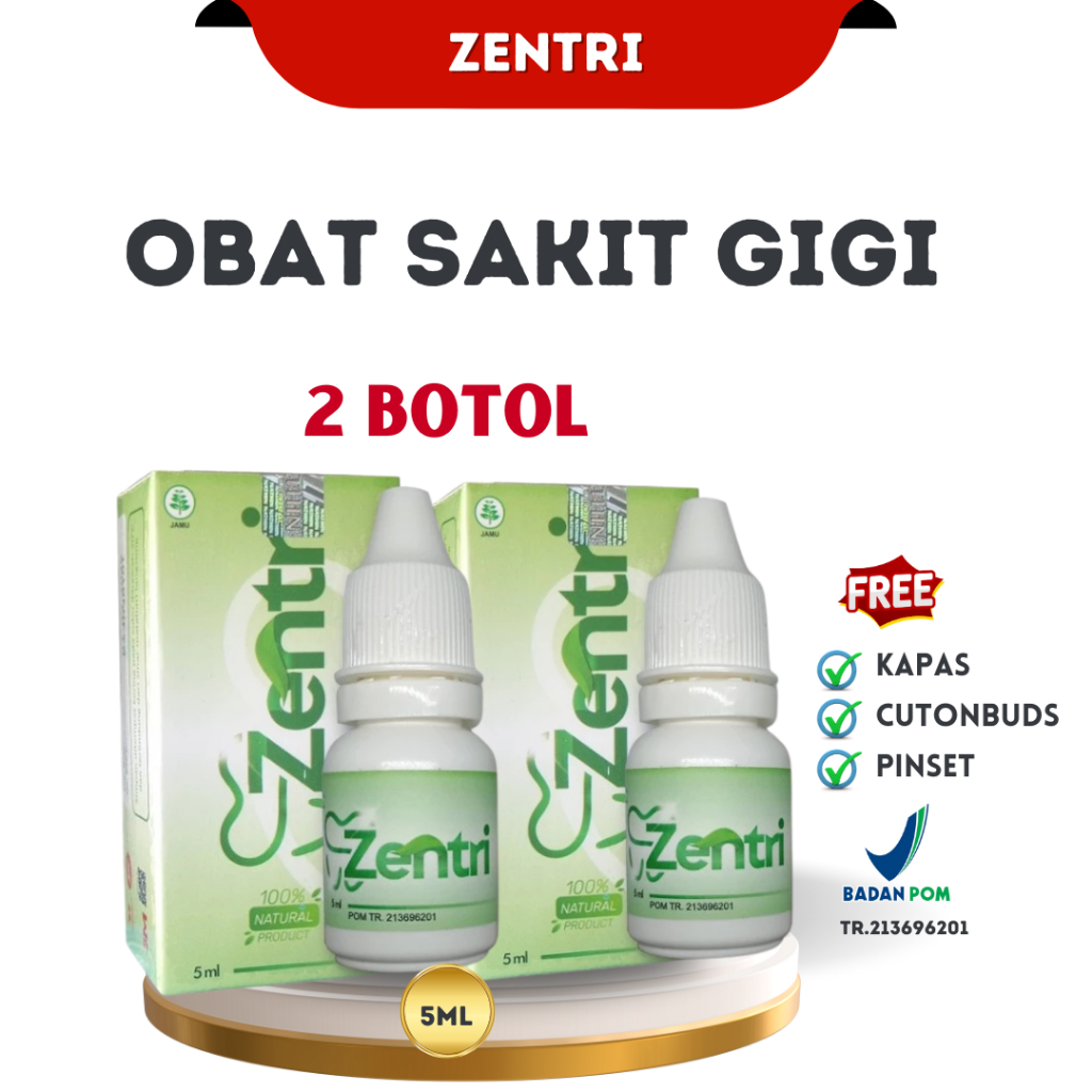 Paket 2 Botol Obat Sakit Gigi Bolong Berlubang Gusi Bengkak Zentri 5ml