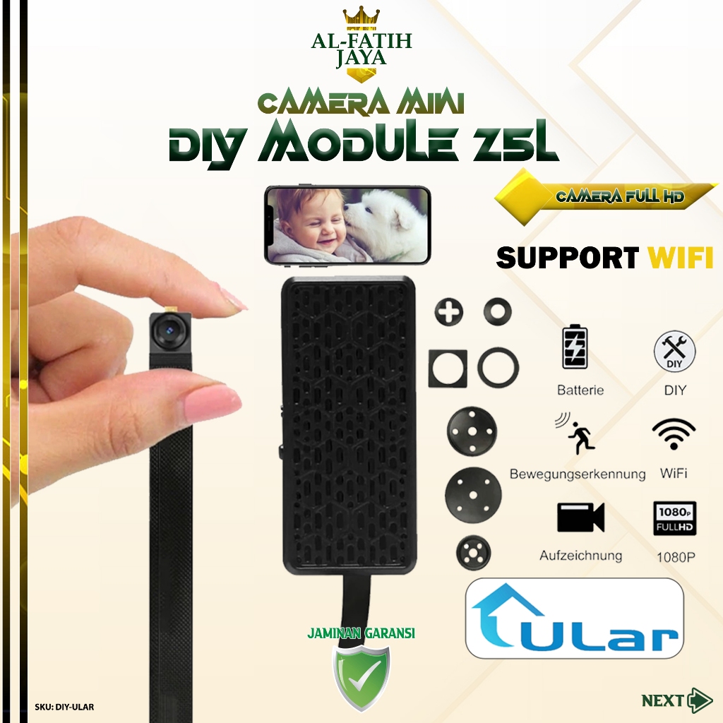 AlfatihJaya Mini Spy Cam DIY Module 1080P Kamera WiFi Mini DIY-ULAR Hidden Camera CCTV Tersembunyi