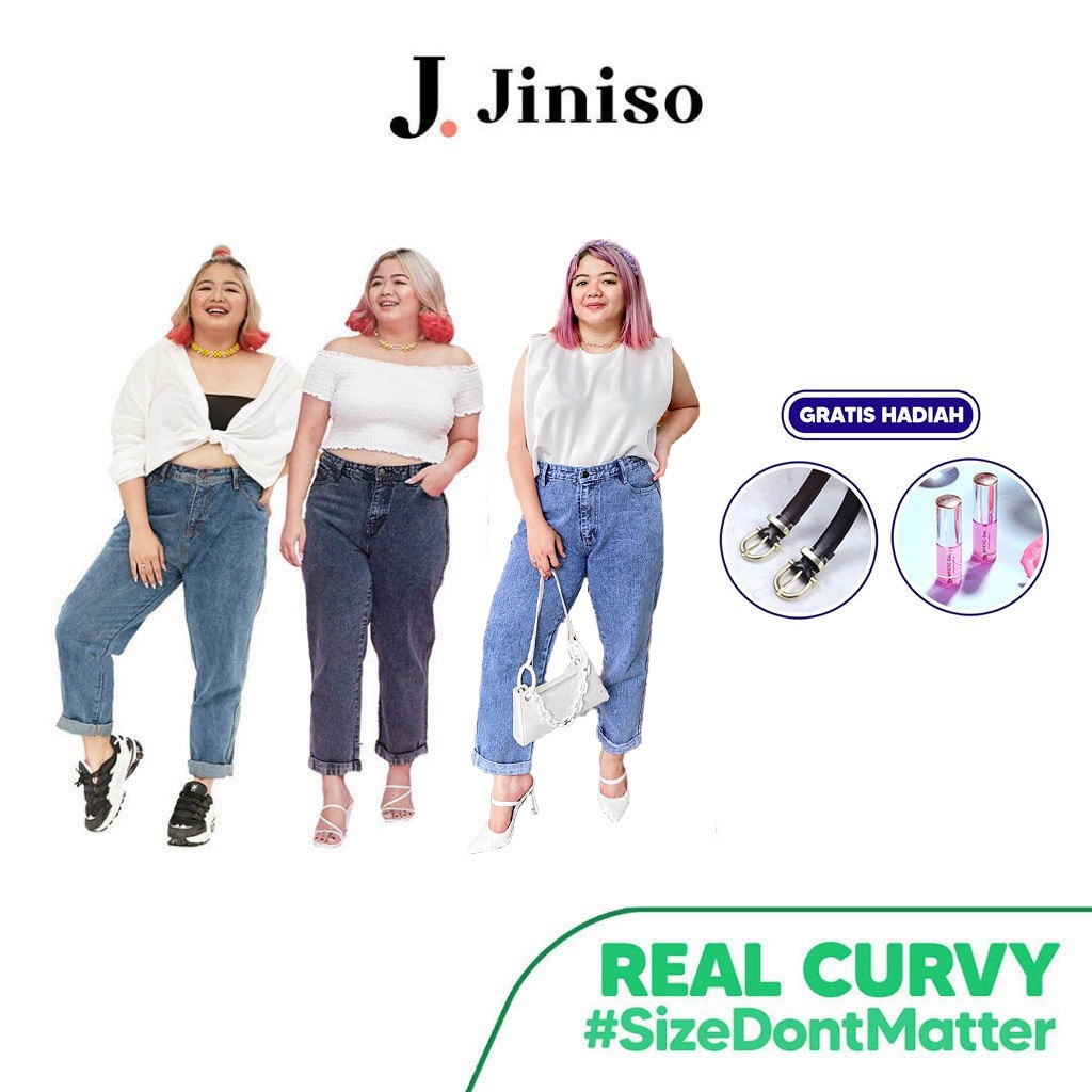 [GRATIS HADIAH] JINISO - Jumbo Highwaist Boyfriend Real Curvy Jeans