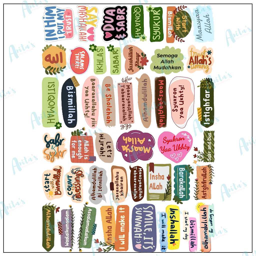 45 pc STIKER TEMA QUOTE MUSLIM | STICKER GLOSSY AESTHETIC | STICKER TUMBLR | STIKER HP | STIKER LAPT