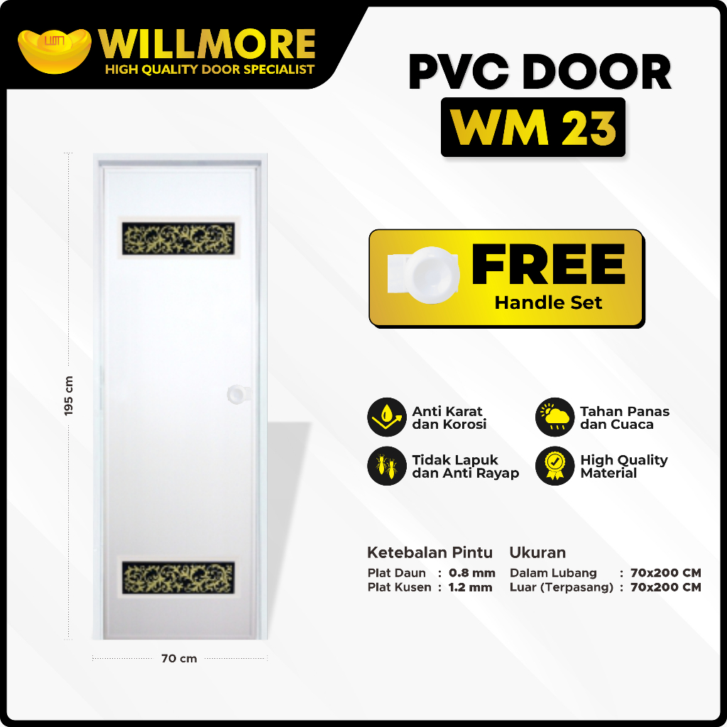 PINTU PVC PREMIUM - WILLMORE WM REG 23 UKURAN 70X195 CM