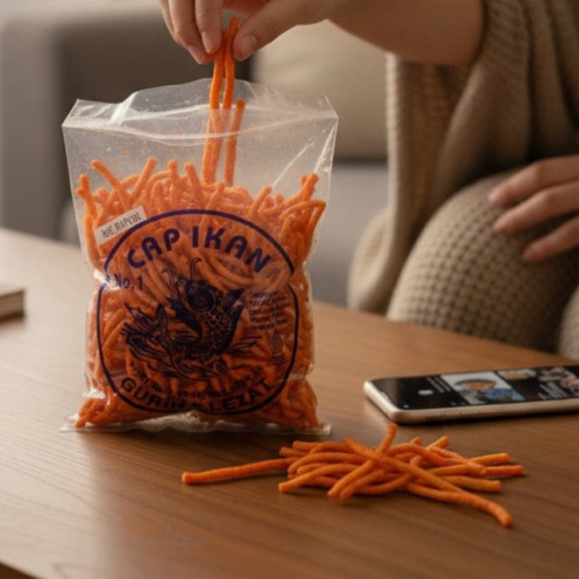 Snack CAP IKAN Ukuran 250gr - Kerupuk Mie Lidi / Keong / Opak / Zet - Kerupuk CAP IKAN