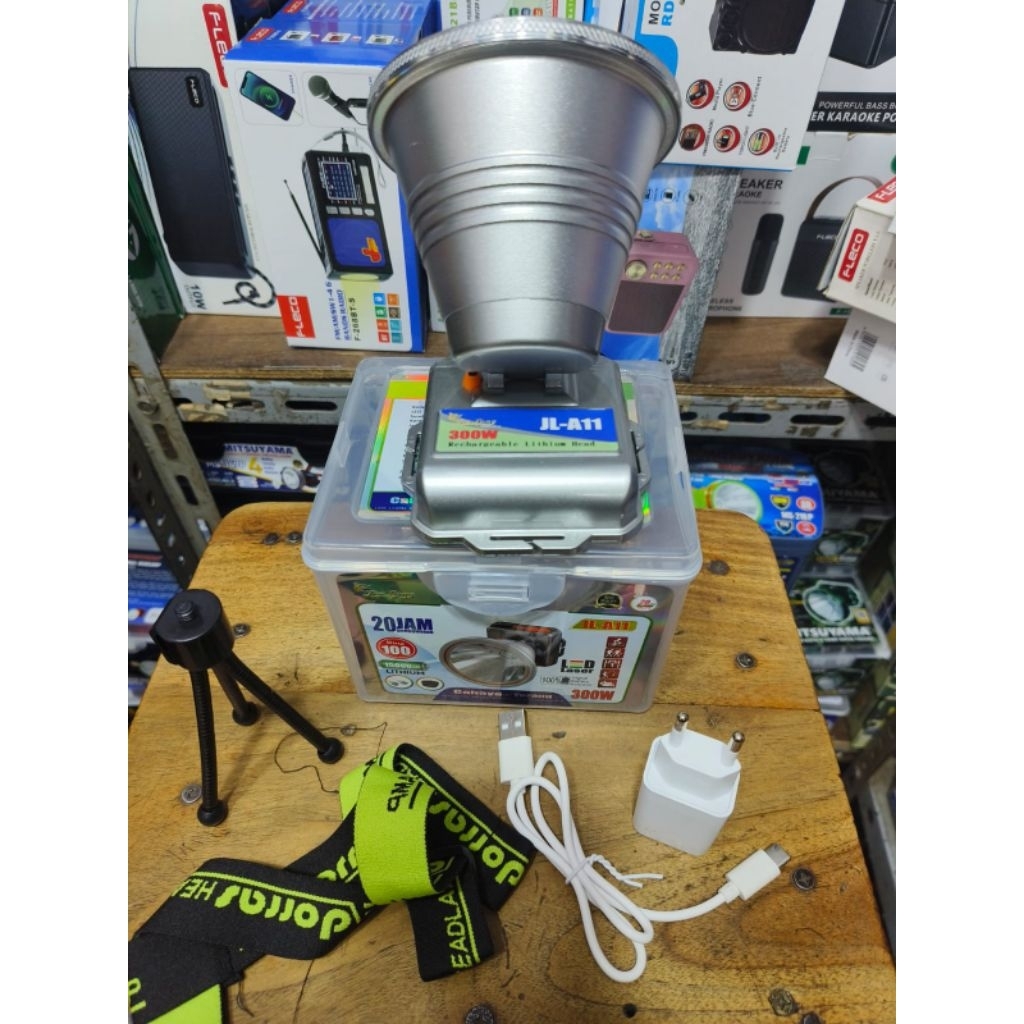 Senter Kepala JinLong 300W / JL-A11 Headlamp 300W Cahaya Putih Terang Tahan Air