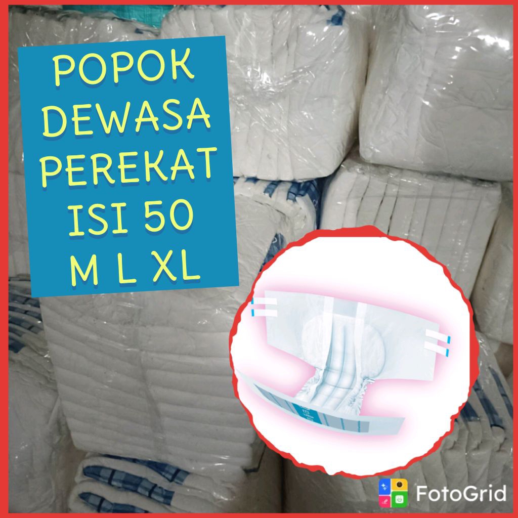POPOK DEWASA CURAH BERKUALITAS TIPE PEREKAT UKURAN M/L/XL ISI 50