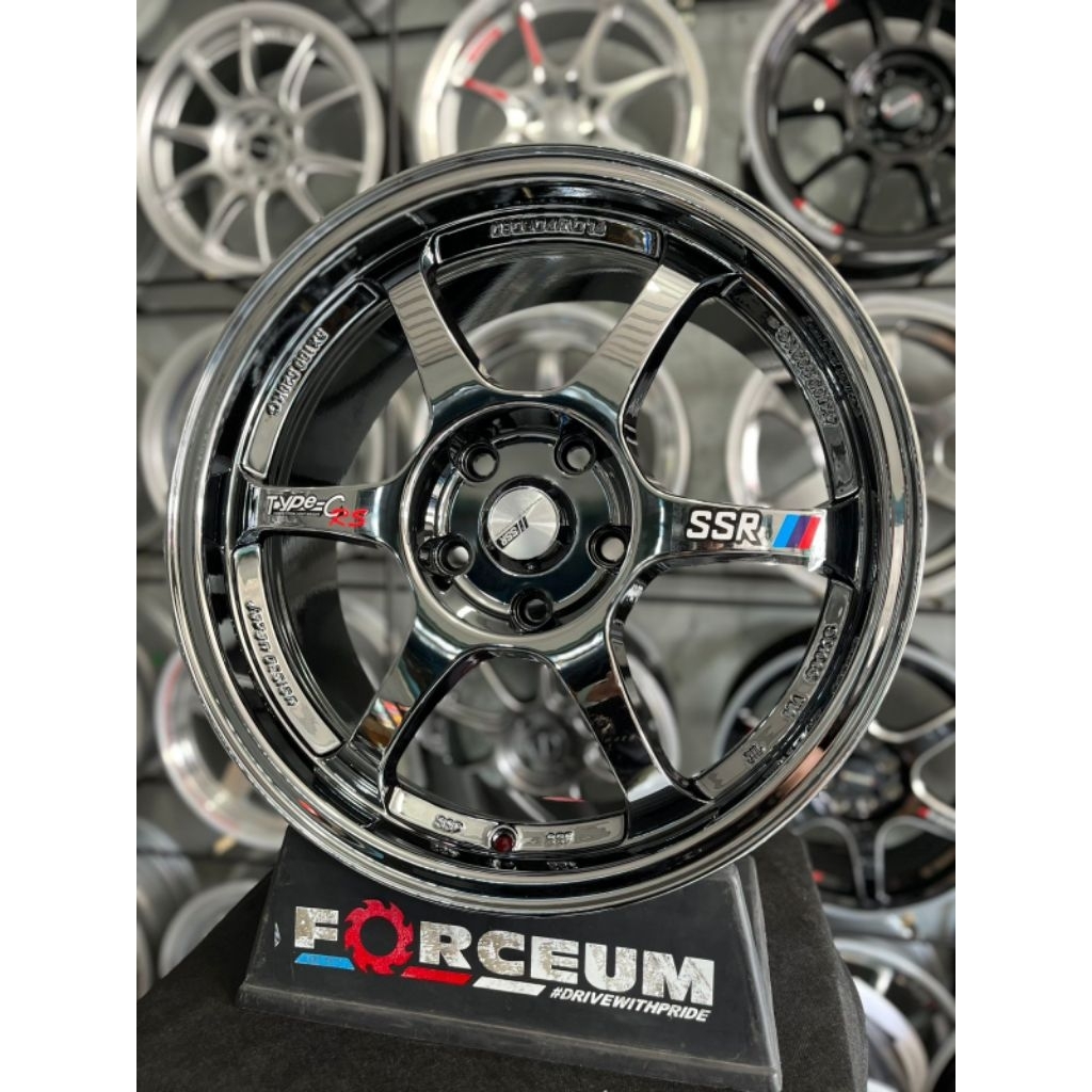 velg ssr type c  r17 black chrome pcd 5x114 kondisi baru