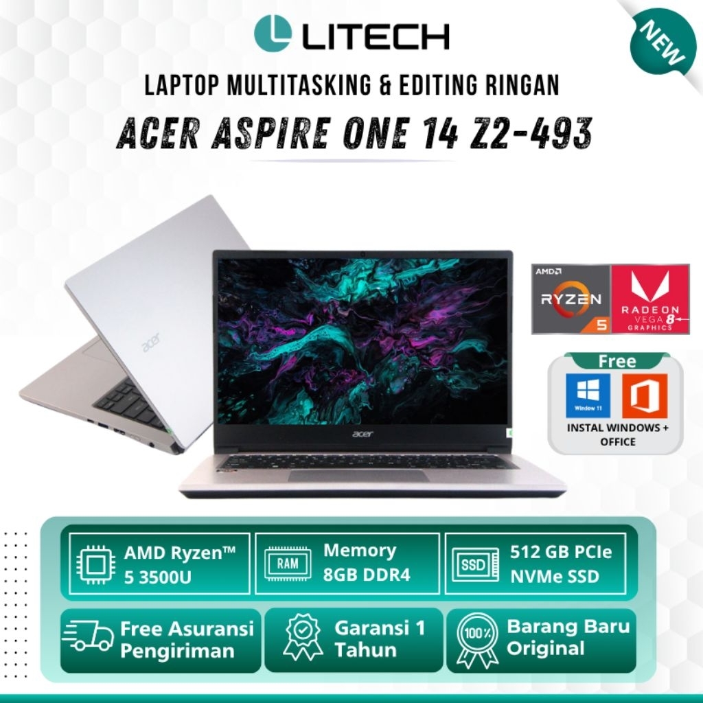 PROMO LAPTOP Acer Aspire One 14 Z2-493 Amd Ryzen 5 SSD 512GB RAM 8GB 14.0" Amd Vega 8 - Laptop Murah