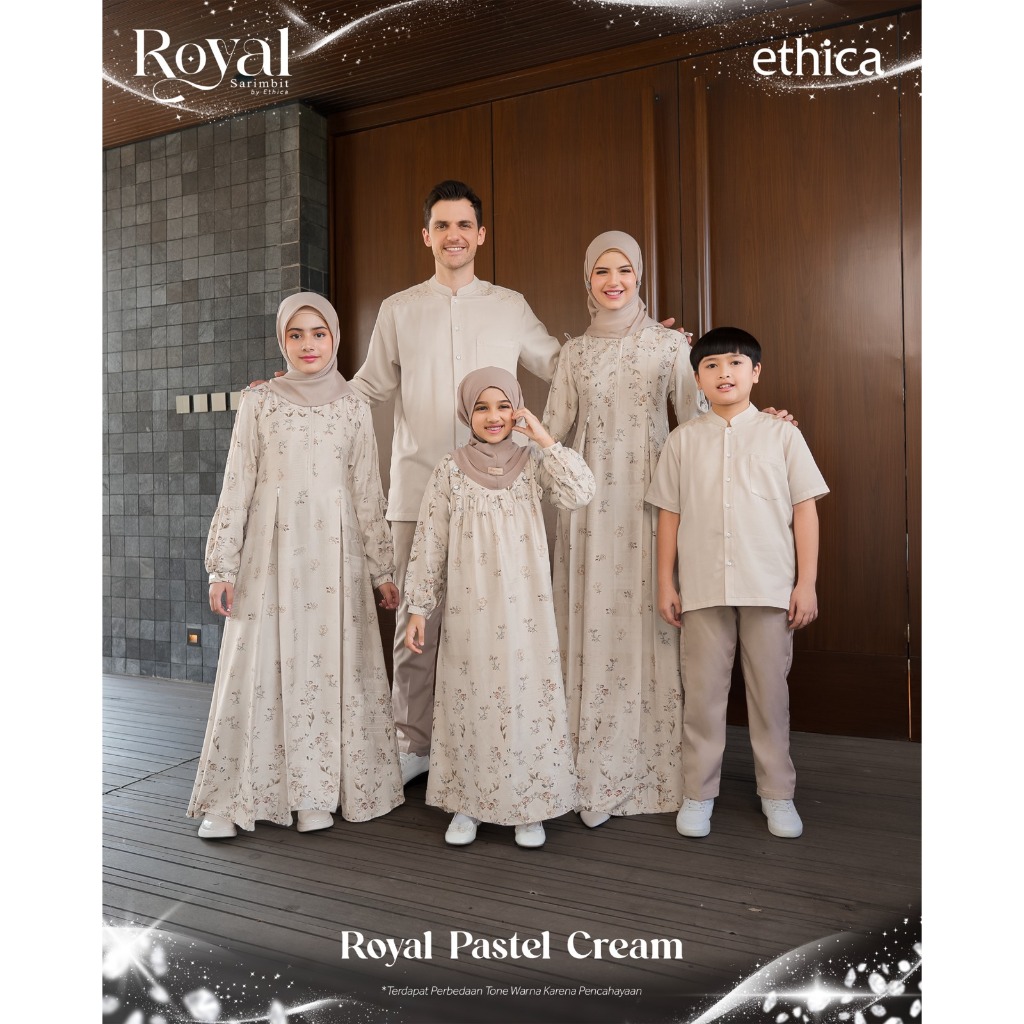 SARIMBIT ETHICA ROYAL PASTEL CREAM TERBARU 2026 GAMIS & KOKO KELUARGA LEBARAN KEKINIAN TERMURAHH