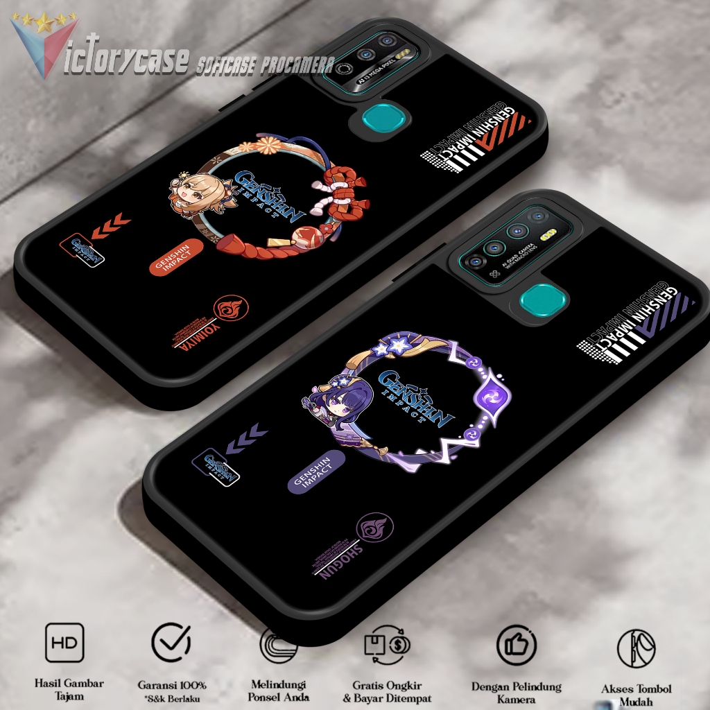 Softcase Glass kaca untuk INFINIX HOT 9 PLAY LIGHT GENSHIN Casing Handphone Case Procamera