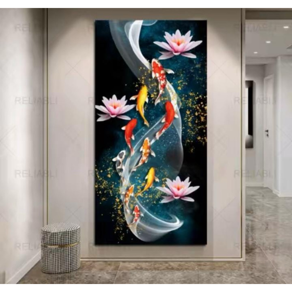 Lukisan Kanvas  Modern Lukisan Ikan