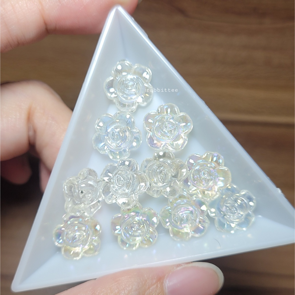 Manik Akrilik Bunga Mawar Transparan 10mm