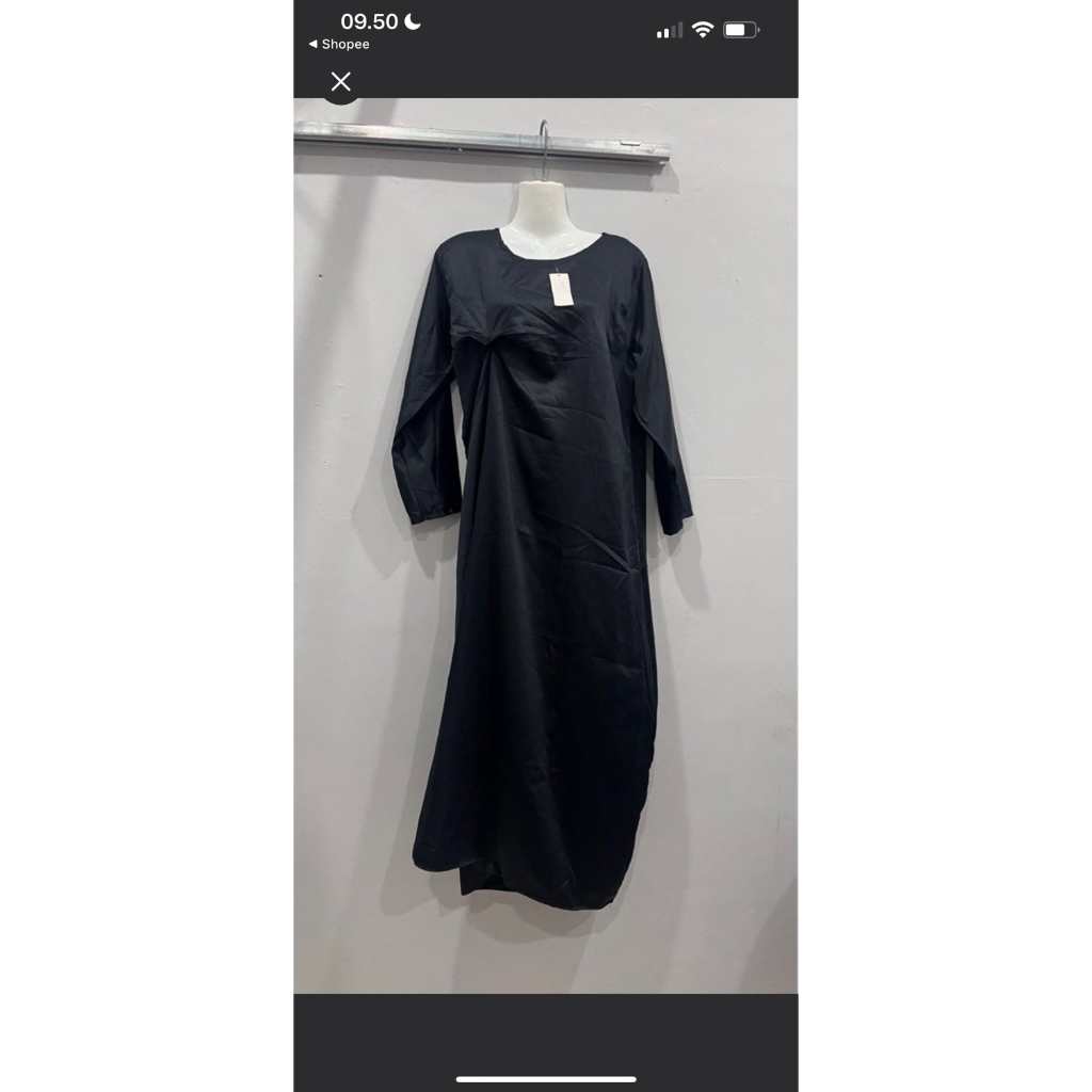 gamis satin hitam baru