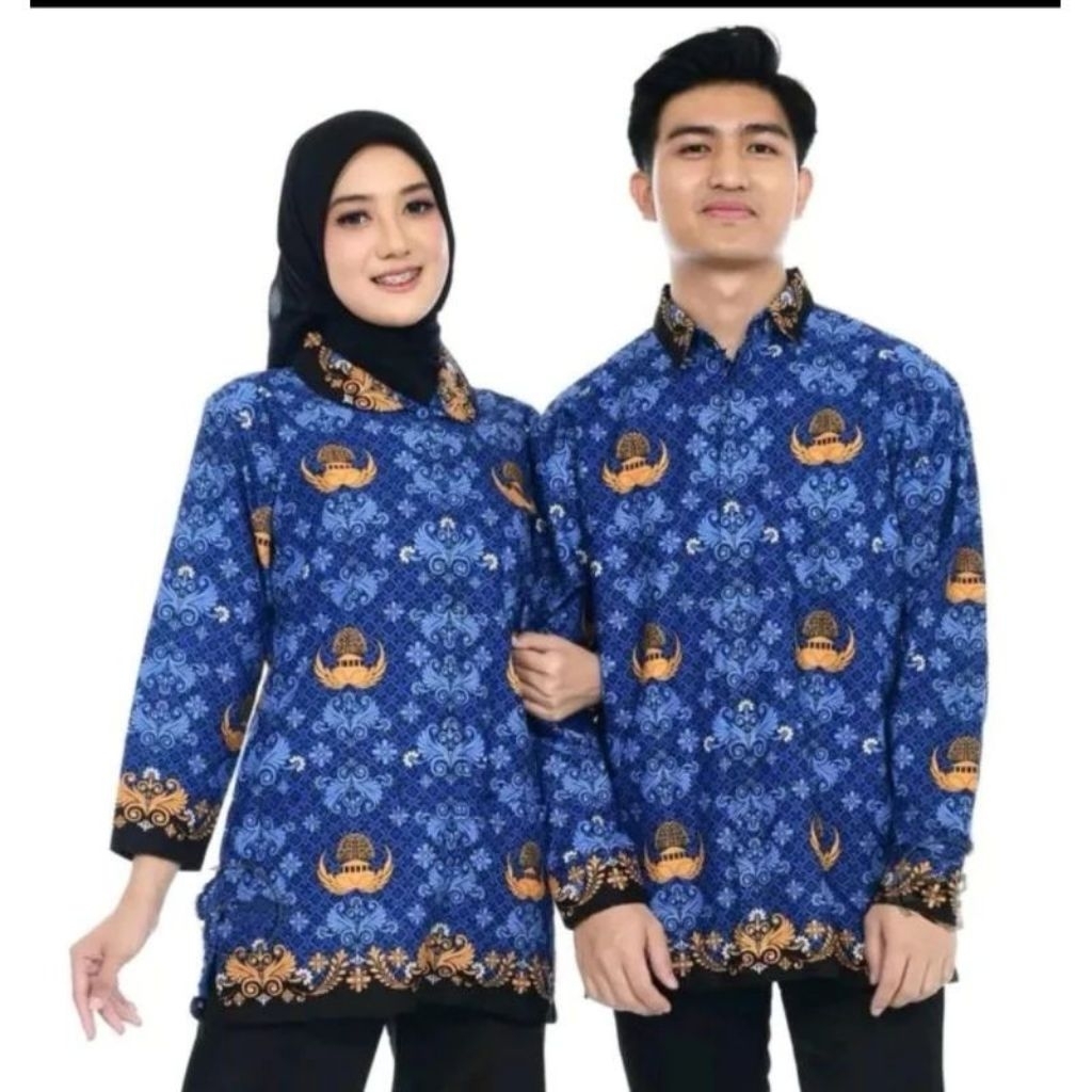 BATIK KORPRI Wanita Krah hitam lapis Furring/seragam korpri /kemeja korpri terbaru 2026 mulai dari s
