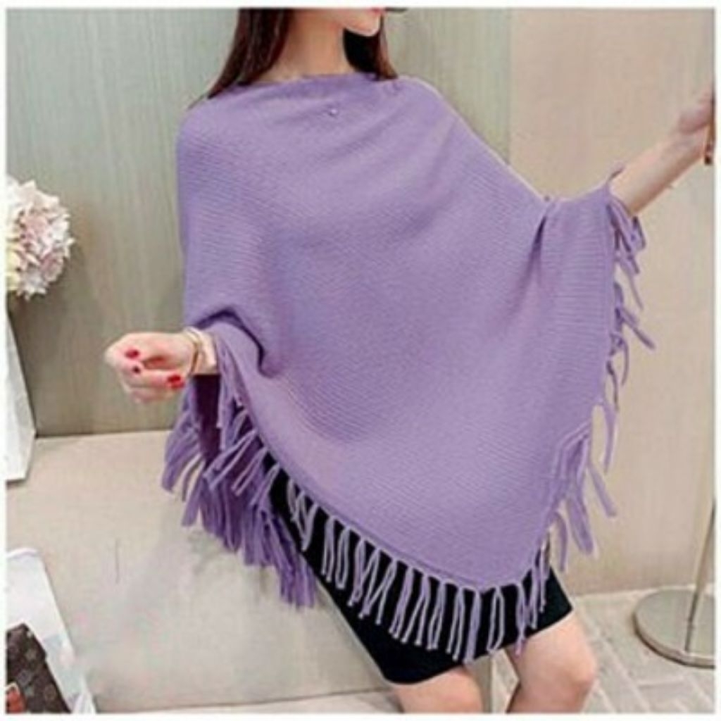 Ponco polos Rajut wanita/ ootd rajut wanita dewasa