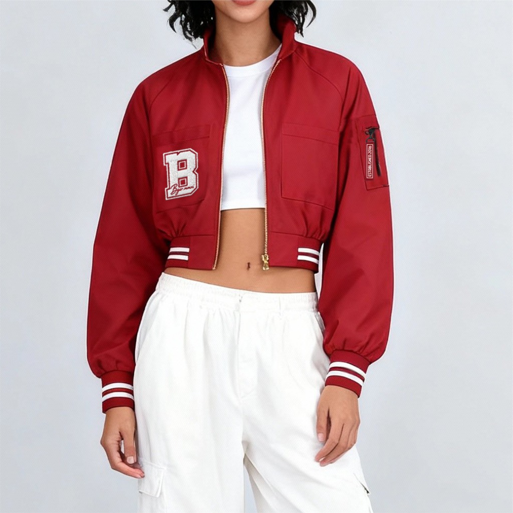 TERBARU jaket crop parasut - jaket crop bomber parasut taslan import - jaket wanita - jaket crop