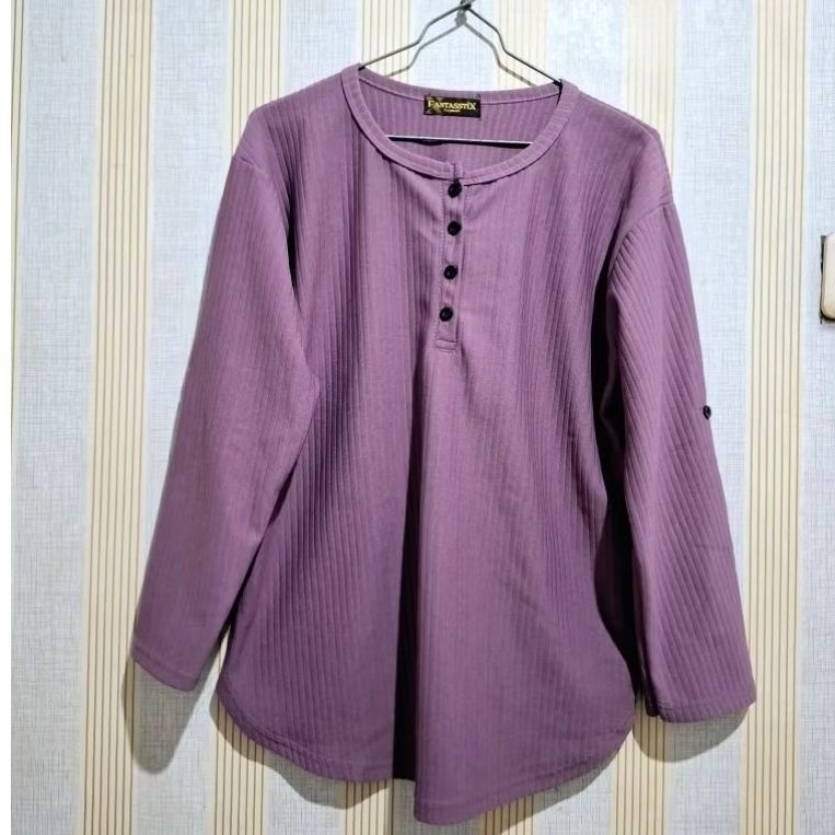 NET* KAOS PANJANG WANITA LIDI UNGU POLOS (PRELOVED)