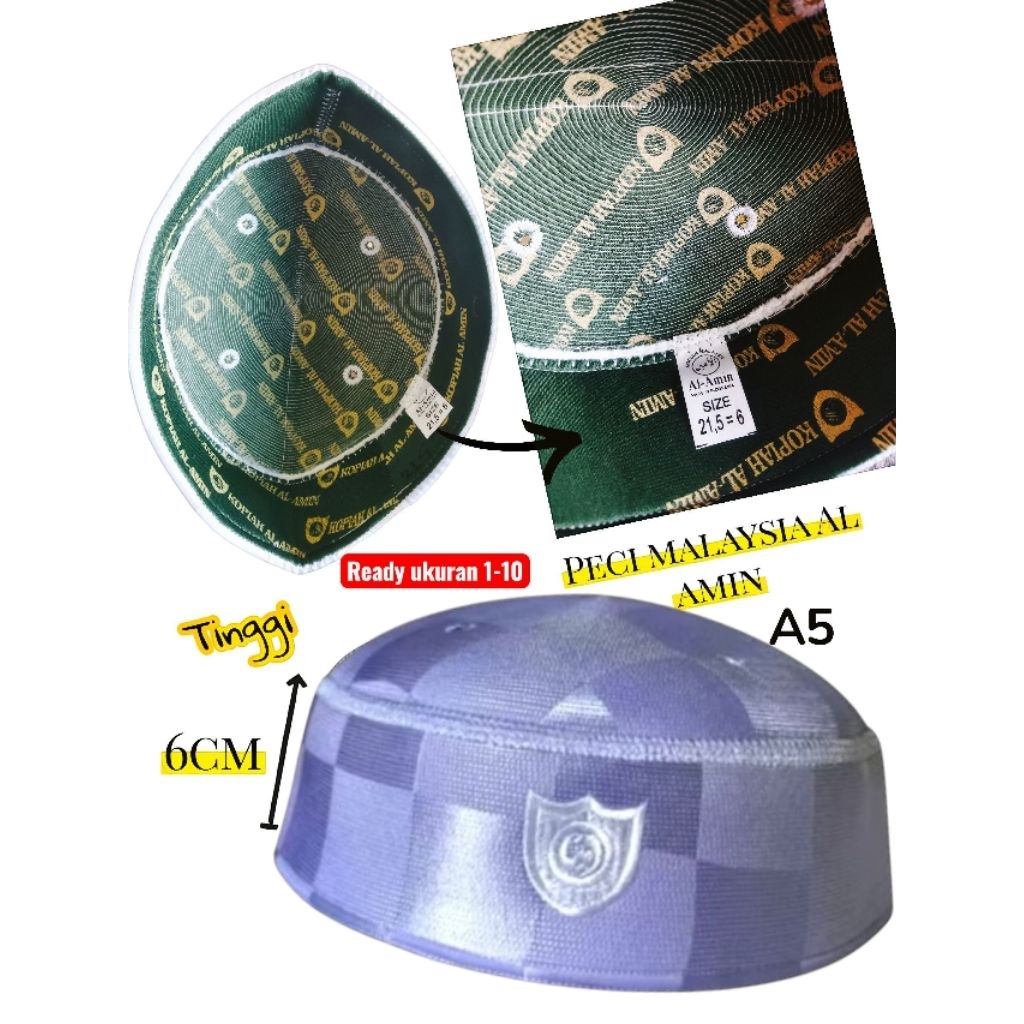 Peci Malaysia A5 Catur Peci Malaysia Al AminTinggi 6 cm Peci Malaysia Original Peci Malaysia Putih P