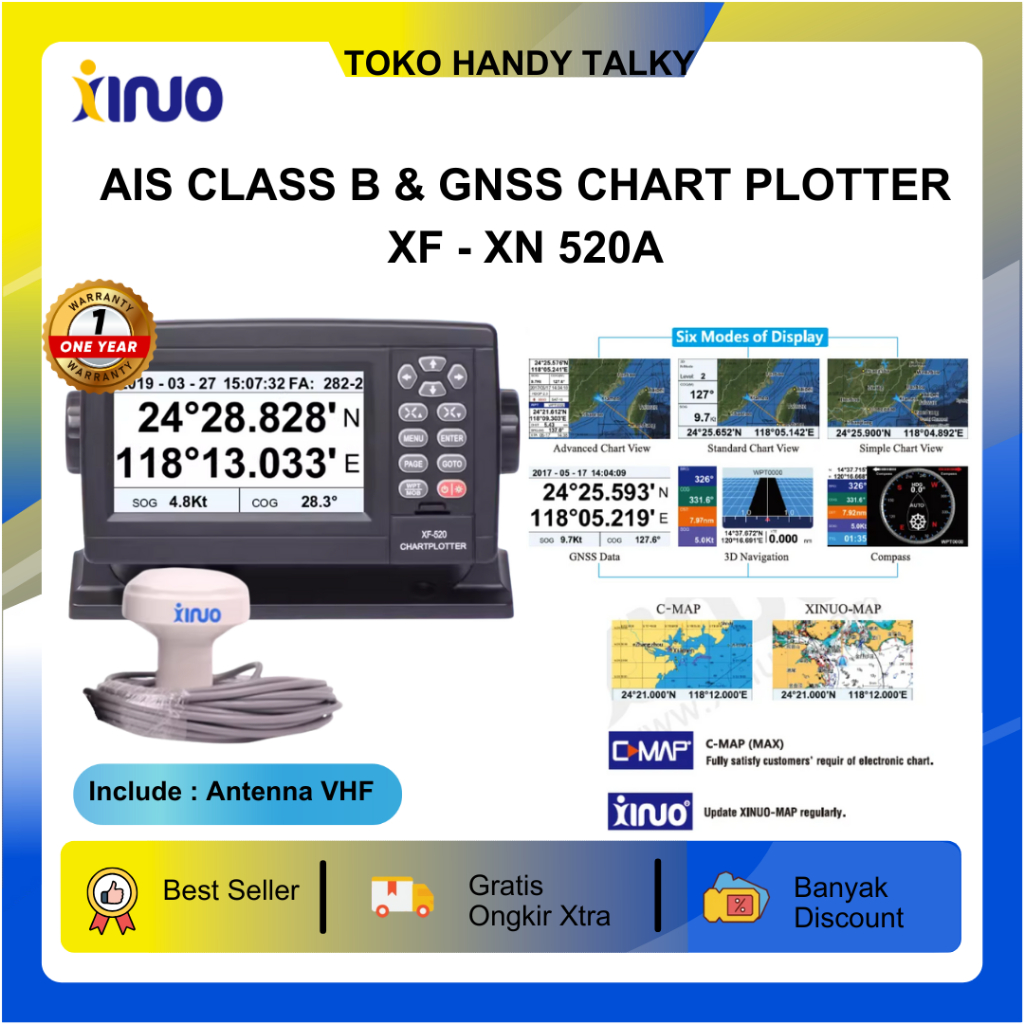 Xinuo GPS AIS XF 520A Class B Gps Chartplotter With Antena GPS VHF Xinuo XF-520A Original