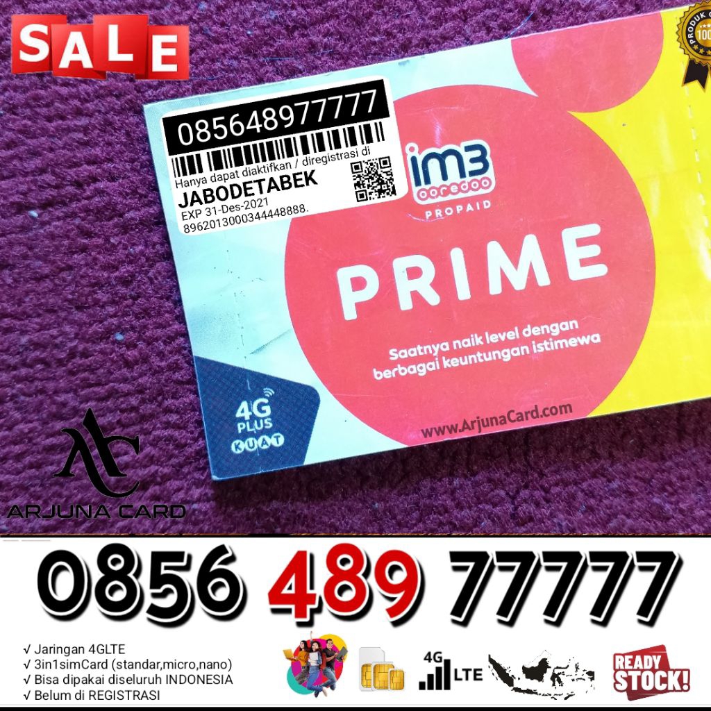 perdana indosat 77777 im3 panca Nomor Cantik 7777