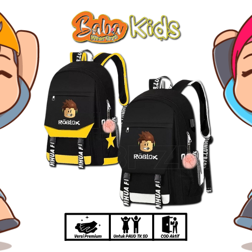 BABAKIDS Tas Anak Perempuan Laki Laki / Tas ROBLOX Anak Unisex PAUD TK SD PREMIUM