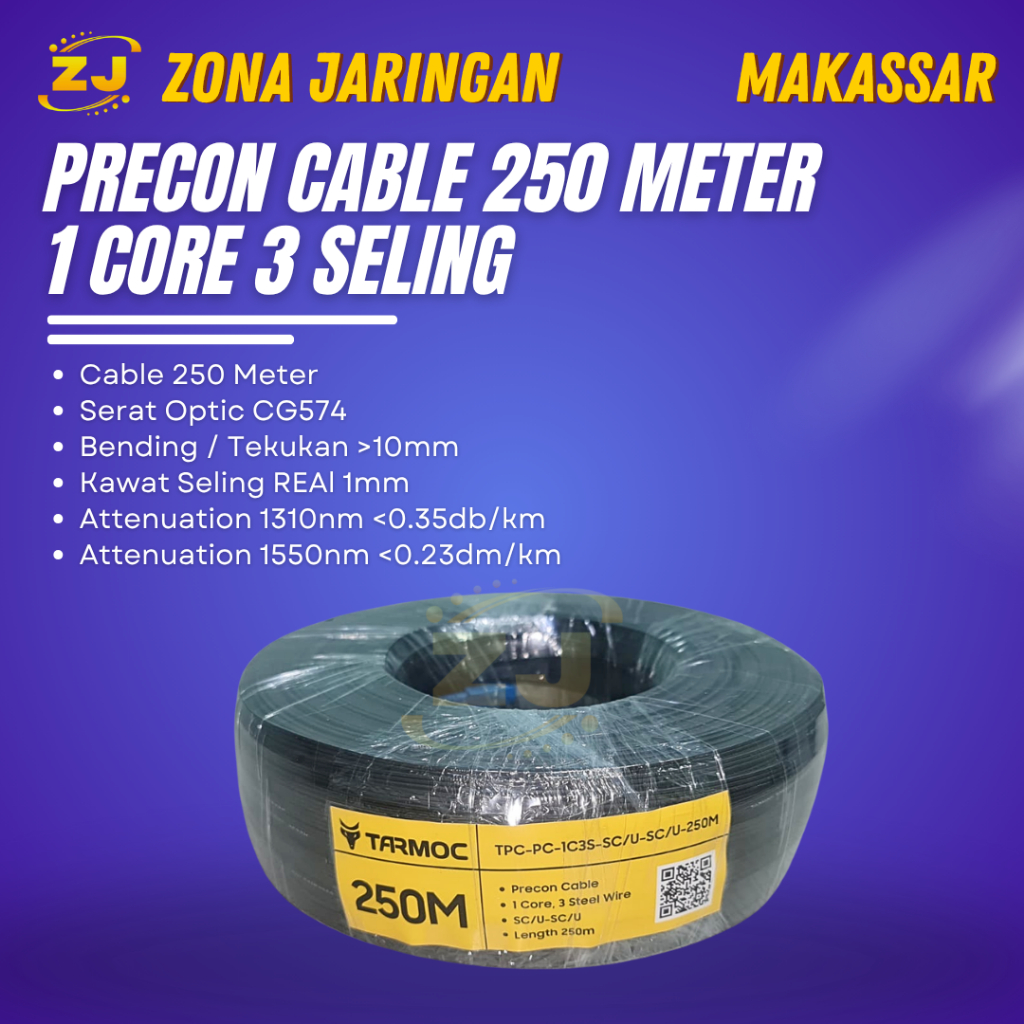 Kabel FO Precon 250 Meter |Fiber Optic Preconnectorized Dropcore 250 M