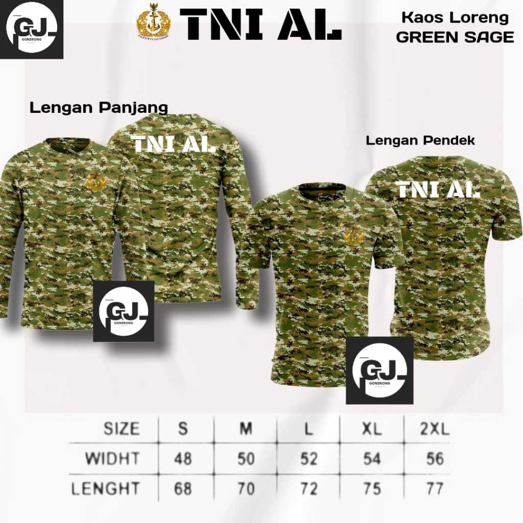 KAOS LORENG SAGE GREEN TNI AL TERBARU / BAJU JERSEY DRYFIT TNI AL LENGAN PANJANG DAN PENDEK