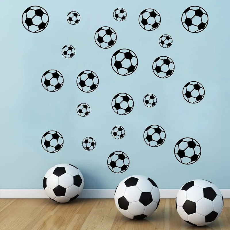 43 buah/set Stiker Dinding Bola Sepak Bola Personalisasi, Stiker Dinding Vinyl Seni Kamar Tidur Anak