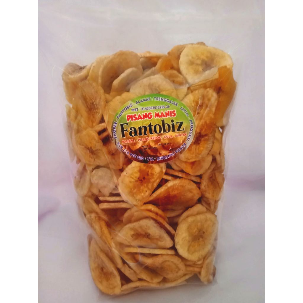 Kripik pisang kepok manis  / kripik pisang / kripik pisang manis gula / kripik pisang kriuk 500gr