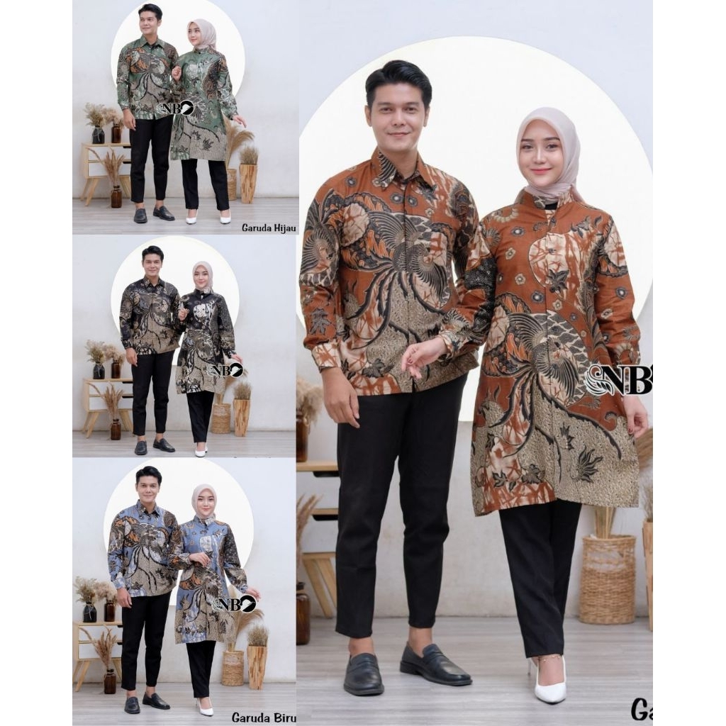 Batik Couple terbaru (ALFIANBATIK) - Baju Batik Couple Modern Motif Garuda