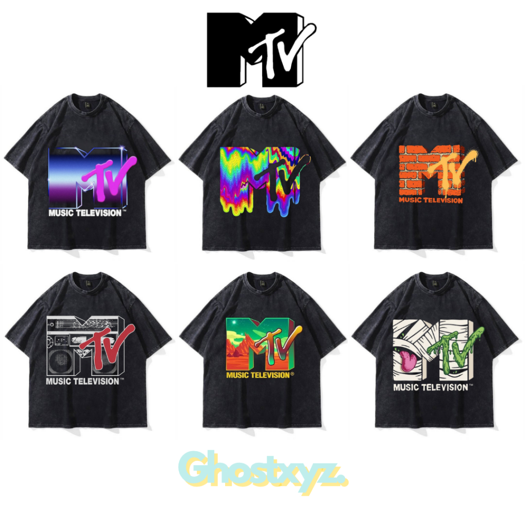 Ghostxyz T-Shirt MTV Wash Oversize Vintage Tee Baju Kaos