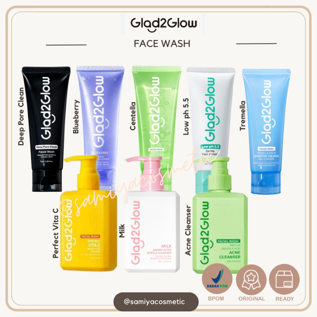 Glad2Glow Face Wash Milk Amino Acid | Acne Face Wash | Blueberry Face Wash | Tremella Face Wash