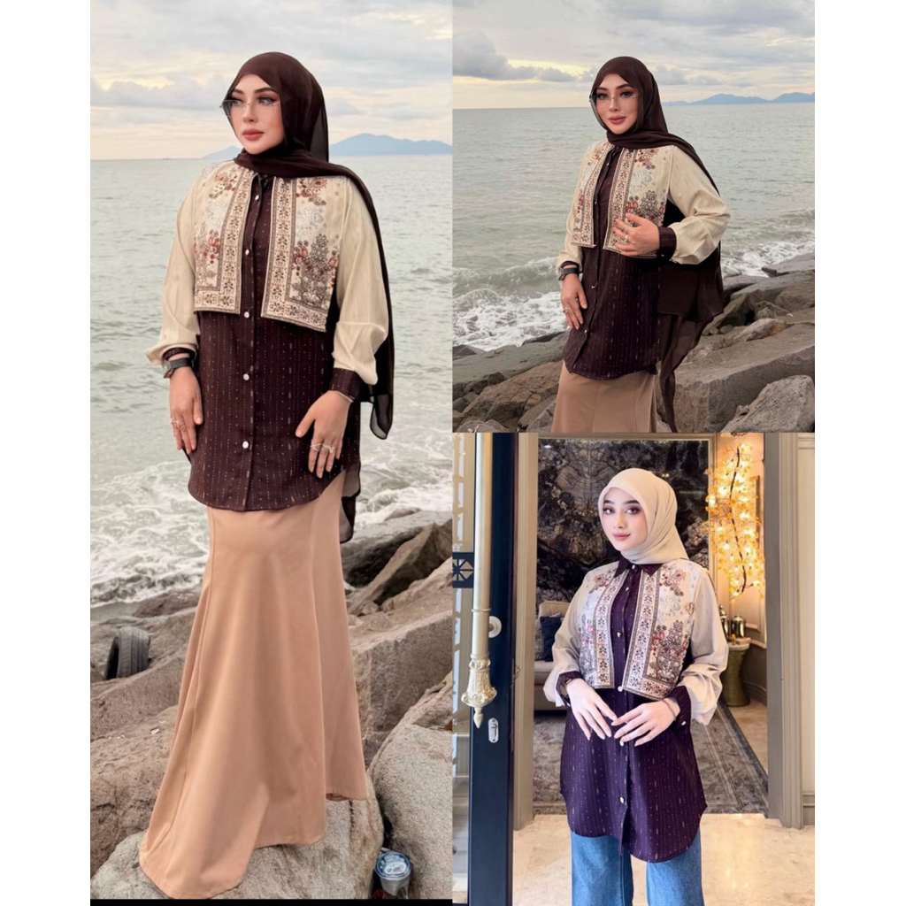 TUNIK ETNIK COKLAT CREAM SS SHELLASAUKIA