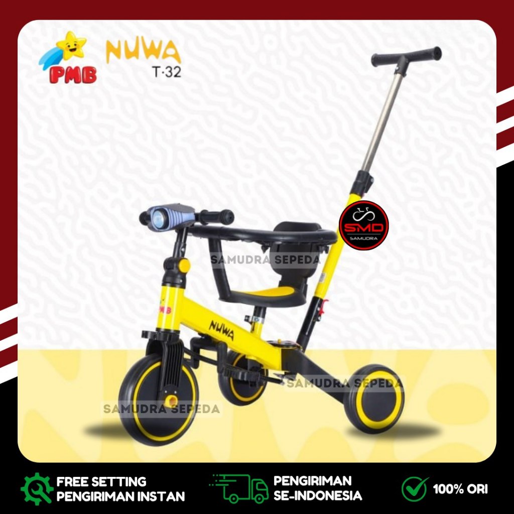Sepeda Anak Push Balance Bike 3in1 PMB Nuwa T 32 Musik Dorongan BDG