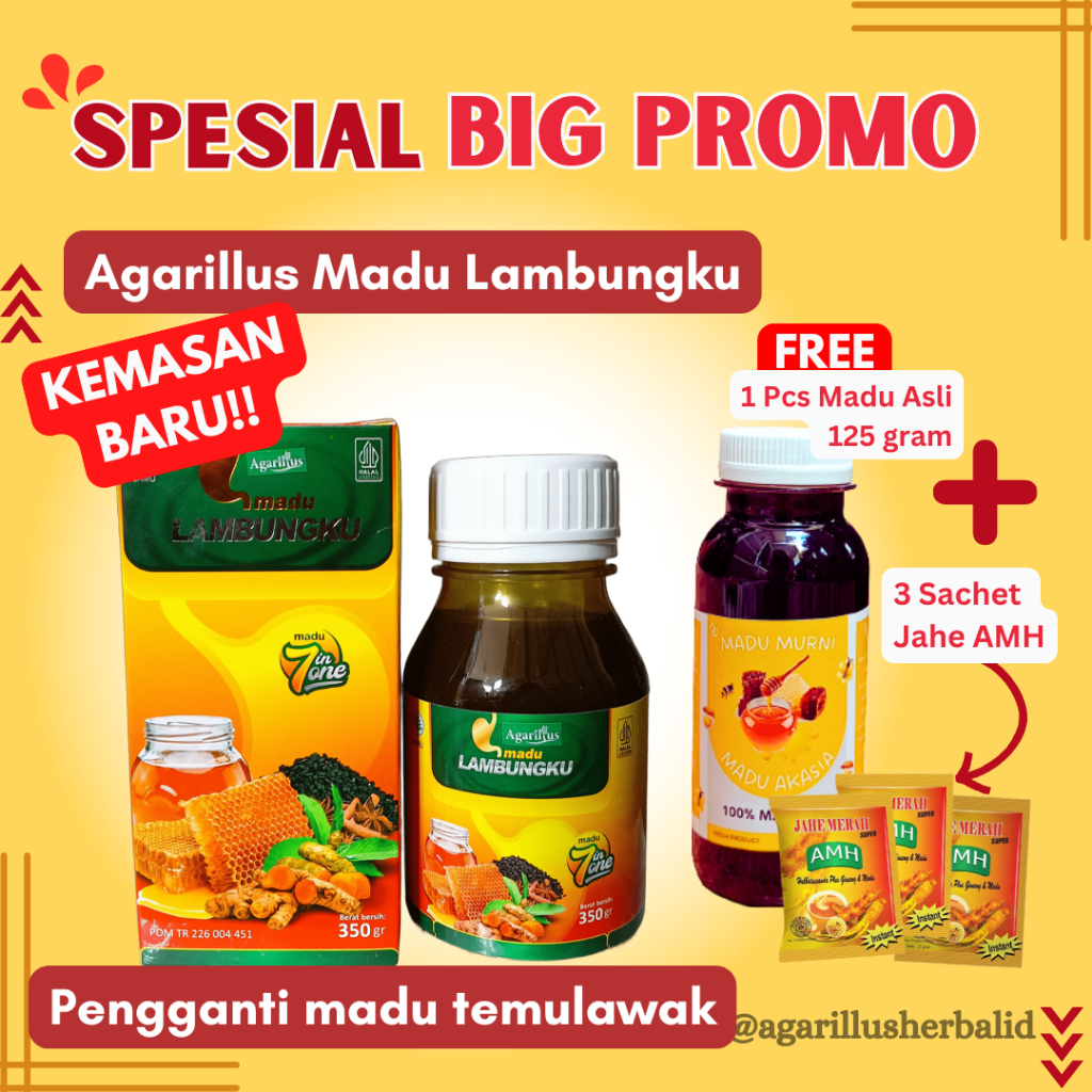 PROMO Bonus madu 125ml Agarillus Madu Lambungku | pengganti madu temulawak | obat Maag dan gerd
