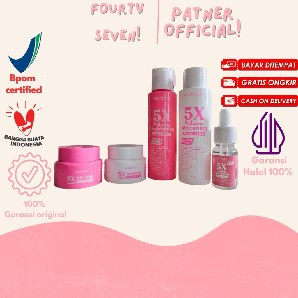 Animate Skincare Cream Pemutih Wajah Paket Glowing Animate Whitening Paket Skincare BPOM