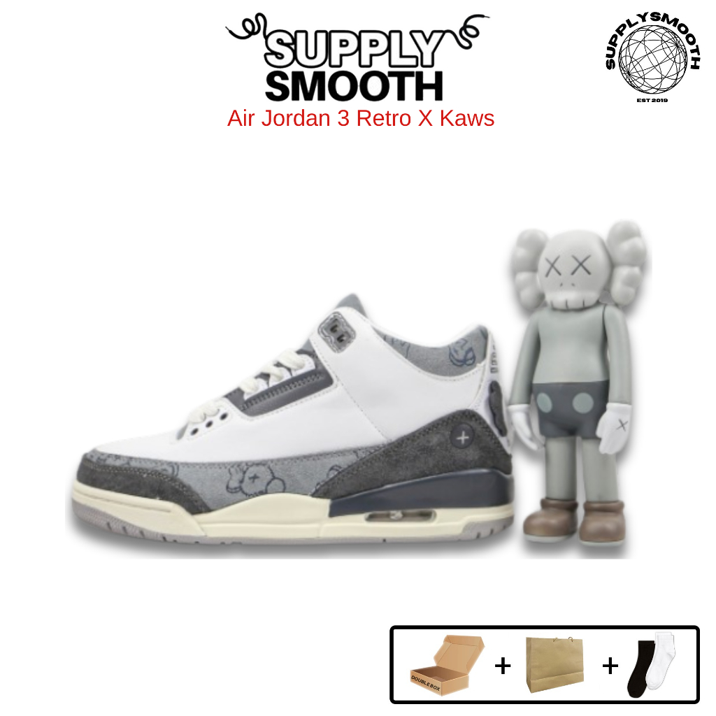 Sepatu Sneakers Air Jordan 3 Retro X Kaws- SUPPLYSMOOTH