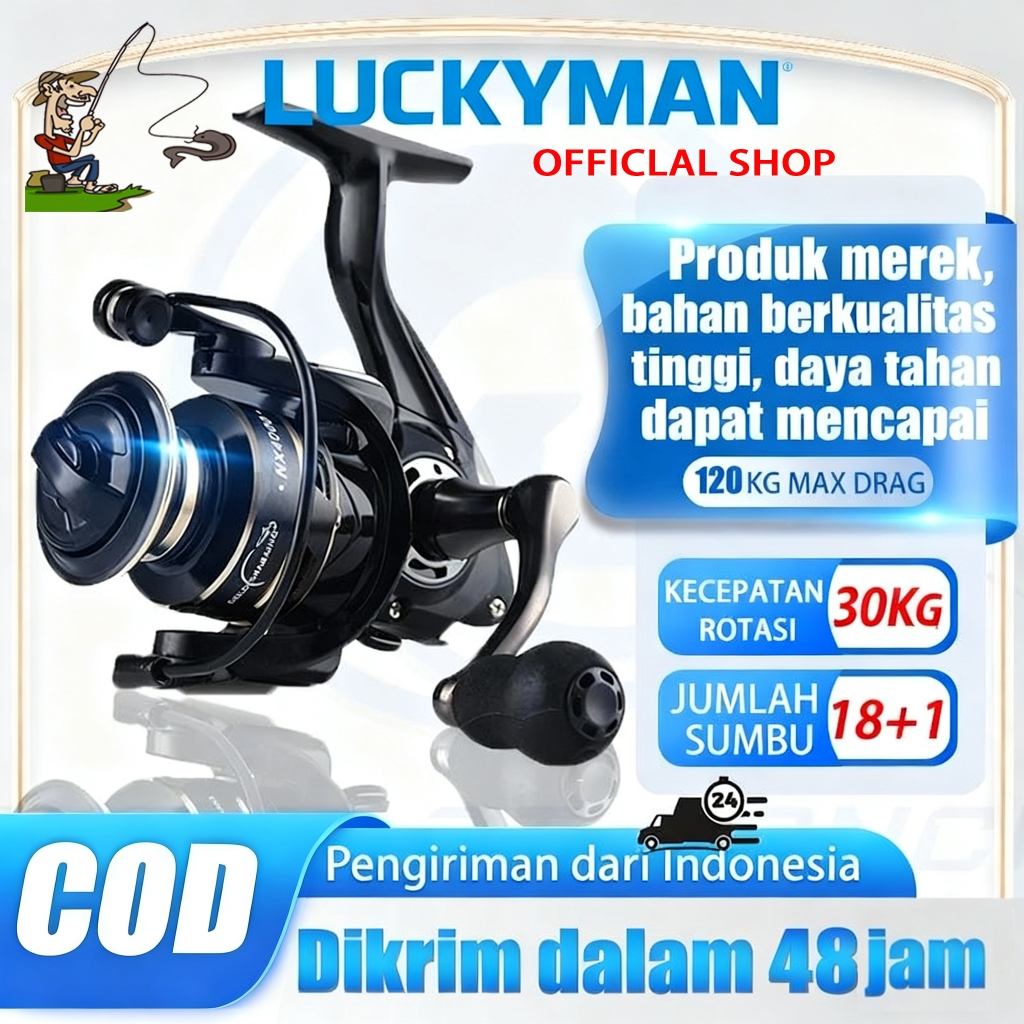 LYCKYMAN Pancing Reel NK2000-5000 Fishing Reel Spinning Reel Murah Kuat Logam Plus Plastik Casting R